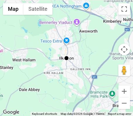 Map of affordable wedding photographer coverage in Ilkeston, Derbyshire, East Midlands