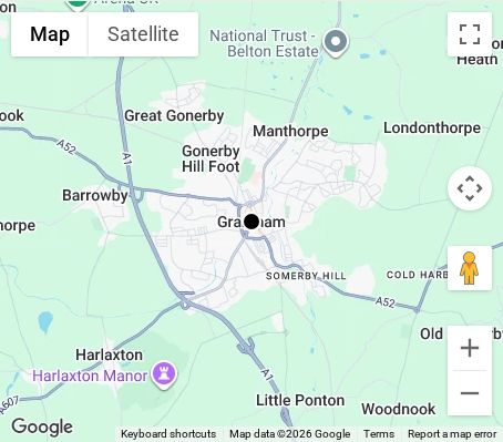Map of affordable wedding photographer coverage in Grantham, Lincolnshire, East Midlands