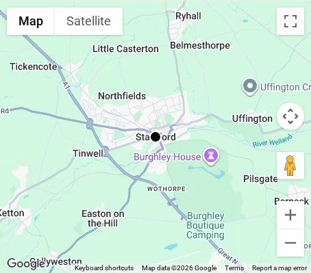 Map of affordable wedding photographer coverage in Stamford, Lincolnshire, East Midlands