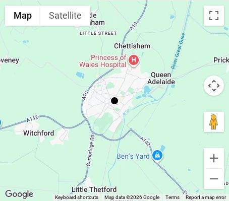 Map of affordable wedding photographer coverage in Ely, Cambridgeshire, East of England