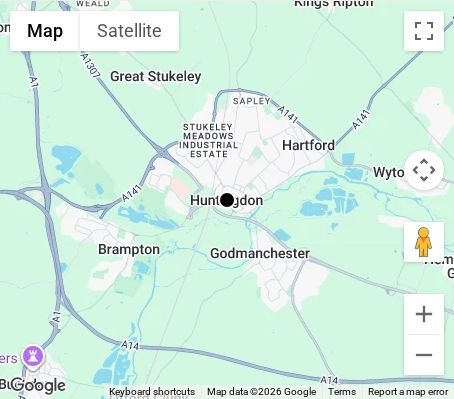 Map of affordable wedding photographer coverage in Huntingdon, Cambridgeshire, East of England