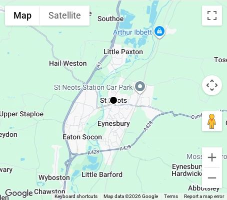 Map of affordable wedding photographer coverage in St Neots, Cambridgeshire, East of England
