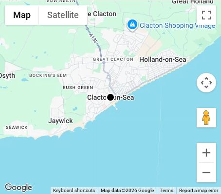Map of affordable wedding photographer coverage in Clacton-on-Sea, Essex, East of England