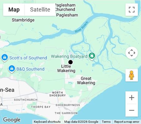 Map of affordable wedding photographer coverage in Southend-on-Sea, Essex, East of England