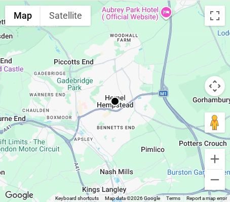 Map of affordable wedding photographer coverage in Hemel Hempstead, Hertfordshire, East of England