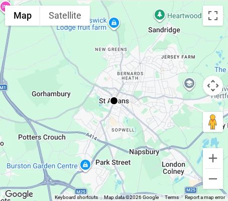 Map of affordable wedding photographer coverage in St Albans, Hertfordshire, East of England