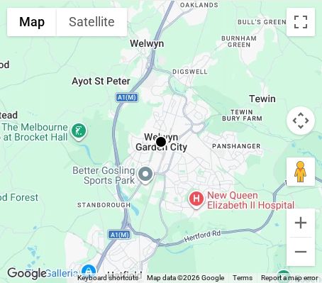 Map of affordable wedding photographer coverage in Welwyn Garden City, Hertfordshire, East of England