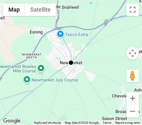 Map of affordable wedding photographer coverage in Newmarket, Suffolk, East of England