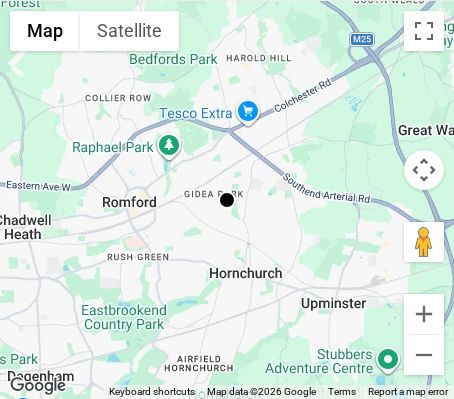 Map of affordable wedding photographer coverage in Havering, East London, London