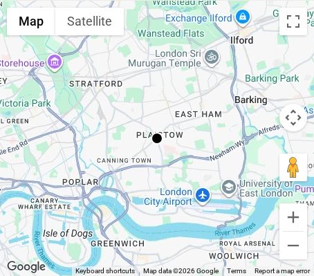 Map of affordable wedding photographer coverage in Newham, East London, London