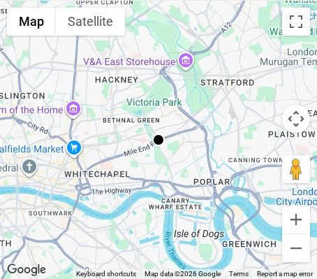 Map of affordable wedding photographer coverage in Tower Hamlets, East London, London