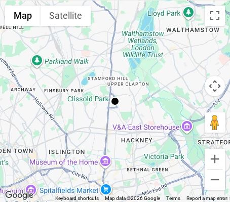 Map of affordable wedding photographer coverage in Hackney, North London, London
