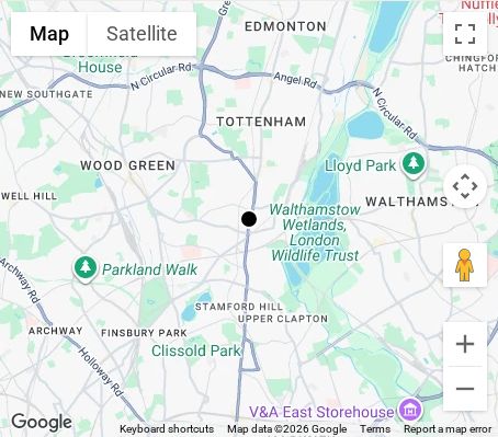 Map of affordable wedding photographer coverage in Haringey, North London, London