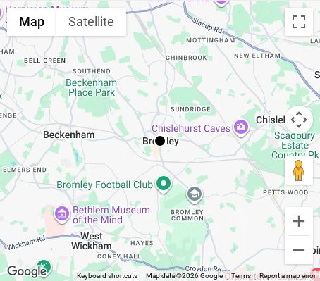Map of affordable wedding photographer coverage in Bromley, South London, London