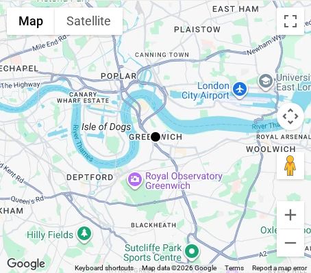 Map of affordable wedding photographer coverage in Greenwich, South London, London