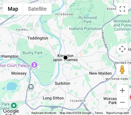 Map of affordable wedding photographer coverage in Kingston upon Thames, South London, London