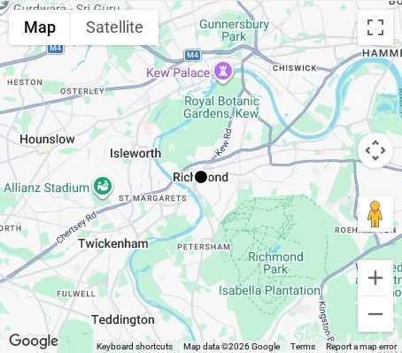 Map of affordable wedding photographer coverage in Richmond, South London, London
