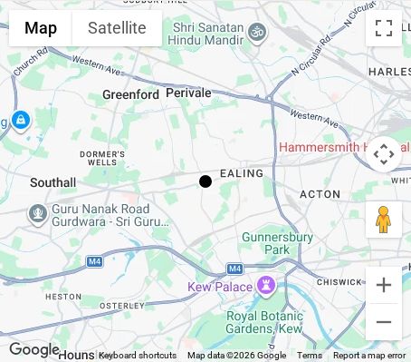 Map of affordable wedding photographer coverage in Ealing, West London, London