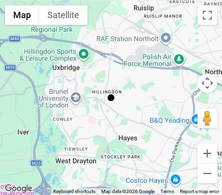 Map of affordable wedding photographer coverage in Hillingdon, West London, London