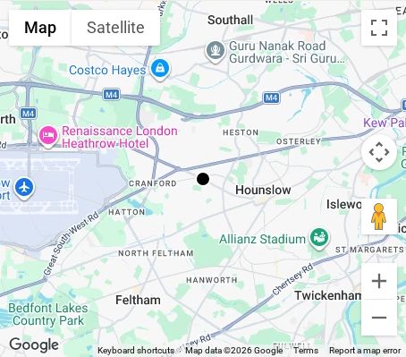 Map of affordable wedding photographer coverage in Hounslow, West London, London