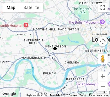 Map of affordable wedding photographer coverage in Kensington and Chelsea, West London, London