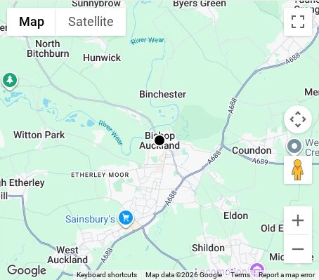Map of affordable wedding photographer coverage in Bishop Auckland, Durham, North East