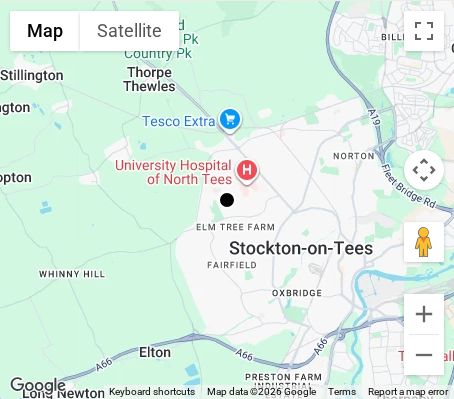 Map of affordable wedding photographer coverage in Stockton-on-Tees, Durham, North East