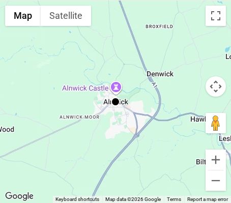 Map of affordable wedding photographer coverage in Alnwick, Northumberland, North East