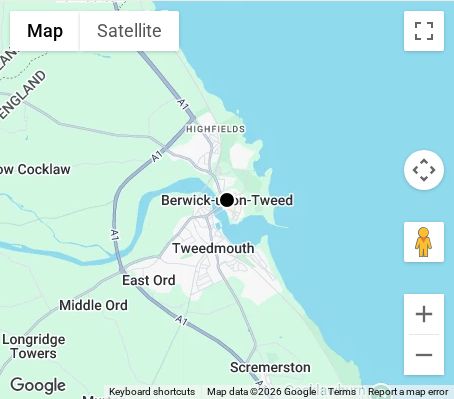 Map of affordable wedding photographer coverage in Berwick-upon-Tweed, Northumberland, North East