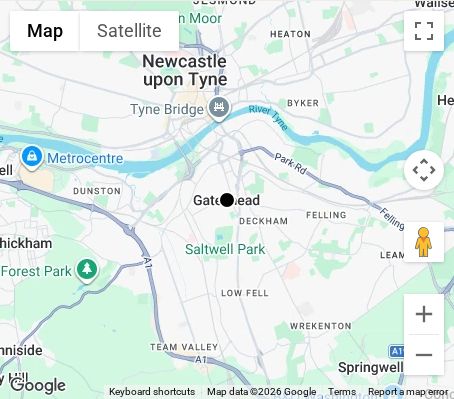 Map of affordable wedding photographer coverage in Gateshead, Tyne and Wear, North East