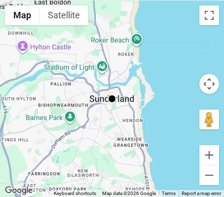 Map of affordable wedding photographer coverage in Sunderland, Tyne and Wear, North East