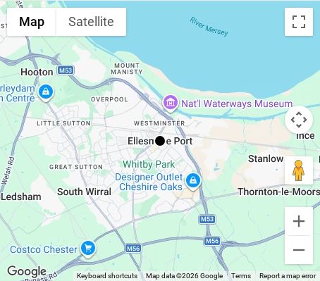 Map of affordable wedding photographer coverage in Ellesmere Port, Cheshire, North West
