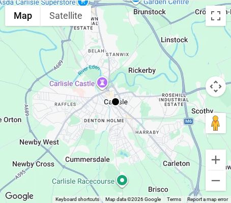 Map of affordable wedding photographer coverage in Carlisle, Cumbria, North West