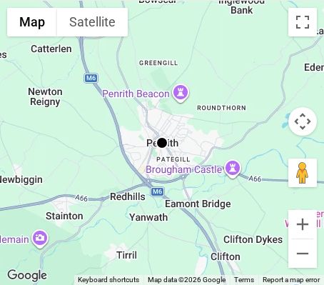 Map of affordable wedding photographer coverage in Penrith, Cumbria, North West
