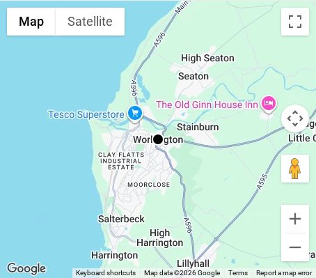 Map of affordable wedding photographer coverage in Workington, Cumbria, North West