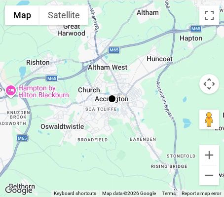 Map of affordable wedding photographer coverage in Accrington, Lancashire, North West