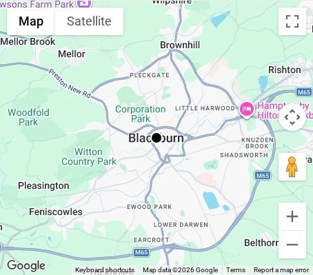 Map of affordable wedding photographer coverage in Blackburn, Lancashire, North West