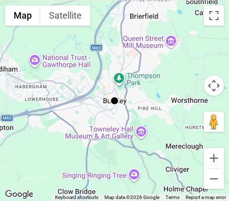 Map of affordable wedding photographer coverage in Burnley, Lancashire, North West