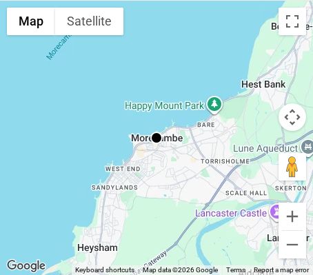 Map of affordable wedding photographer coverage in Morecambe, Lancashire, North West