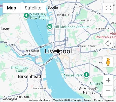 Map of affordable wedding photographer coverage in Liverpool, Merseyside, North West