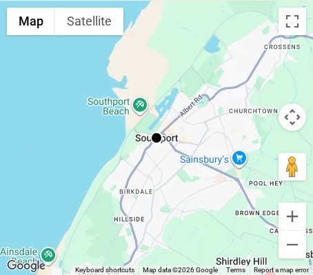 Map of affordable wedding photographer coverage in Southport, Merseyside, North West