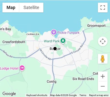 Map of affordable wedding photographer coverage in Bangor, Ards and North Down, Northern Ireland