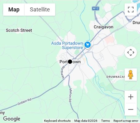 Map of affordable wedding photographer coverage in Portadown, Armagh City, Banbridge and Craigavon, Northern Ireland