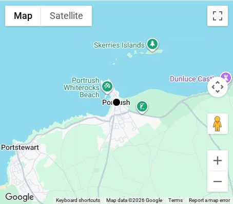 Map of affordable wedding photographer coverage in Portrush, Causeway Coast and Glens, Northern Ireland