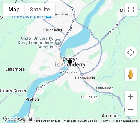 Map of affordable wedding photographer coverage in Derry, Derry City and Strabane, Northern Ireland