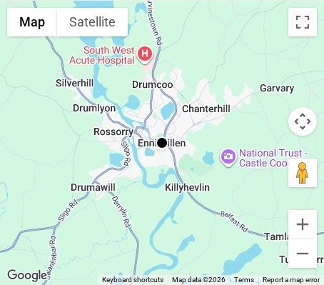 Map of affordable wedding photographer coverage in Enniskillen, Fermanagh and Omagh, Northern Ireland