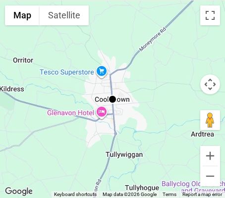 Map of affordable wedding photographer coverage in Cookstown, Mid Ulster, Northern Ireland