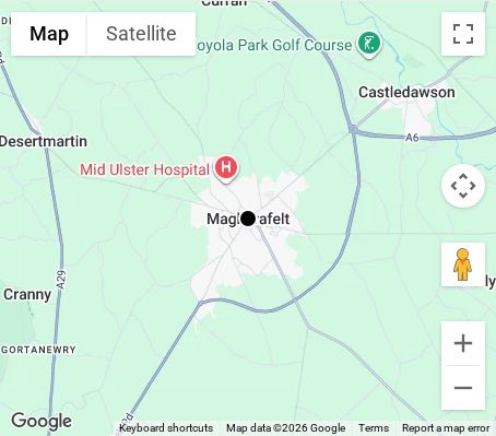 Map of affordable wedding photographer coverage in Magherafelt, Mid Ulster, Northern Ireland