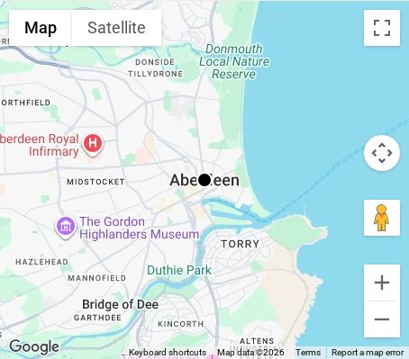 Map of affordable wedding photographer coverage in Aberdeen, Aberdeen City, Scotland