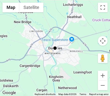 Map of affordable wedding photographer coverage in Dumfries, Dumfries and Galloway, Scotland